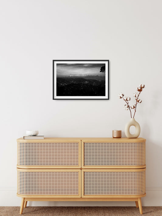 Beautiful Kanchenjunga at Night with Village Lights - Fineart archival print, wallart