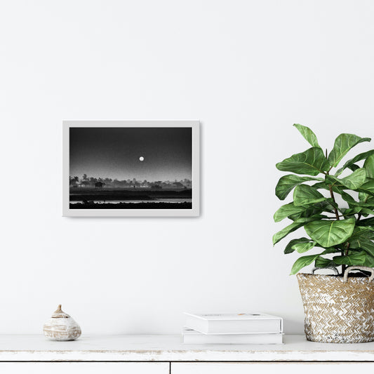 Beautiful Rural Scene of Bengal Under Moonlit Night - Fineart archival print, wallart