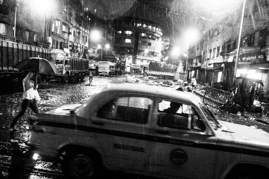 Rainy Dark Night on Kolkata Street - Fineart archival print, wallart