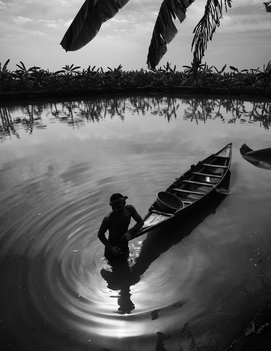 Boatman Pulling a Boat   - Fineart archival print, wallart